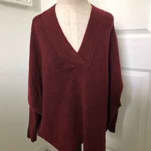 Anthropologie Elegant Burgundy V-Neck Sweater